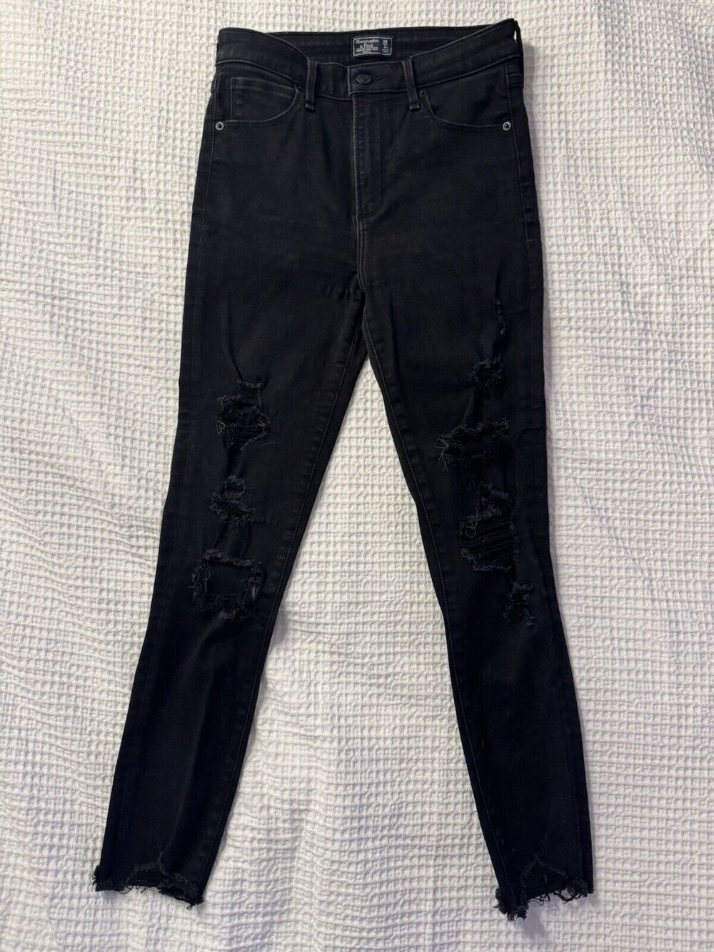 Abercrombie Fitch Jeans Womens 26 Simone High Rise Ankle Black Denim Distressed